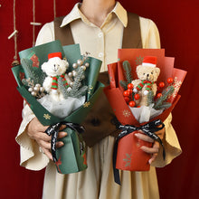 Load image into Gallery viewer, Christmas bouquet hand-woven finished knitted flower Christmas bear gift Christmas Eve gift simulation flower wholesale