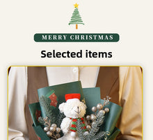 Load image into Gallery viewer, Christmas bouquet hand-woven finished knitted flower Christmas bear gift Christmas Eve gift simulation flower wholesale