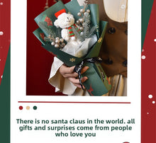 Load image into Gallery viewer, Christmas bouquet hand-woven finished knitted flower Christmas bear gift Christmas Eve gift simulation flower wholesale
