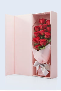 Red Roses in Black Gift Box